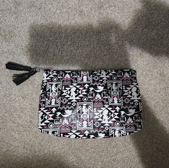 Disney Loungefly Black White And Pink Primcess Geometric Patterned Makeup Bag - Picture 1 of 5